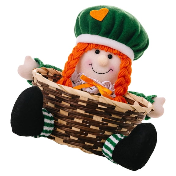 AURARMLET St. Patrick's Day Candy Holder with Multi Rattan and Cloth Design, Festive Basket for Holiday Celebrations