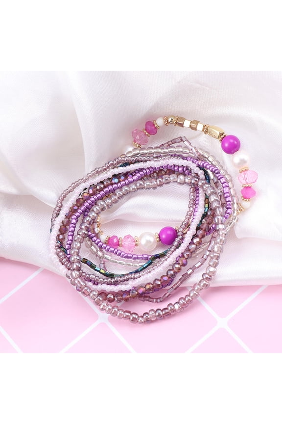 Stackable Bracelets For Women Multi Layered Statement Jewelry Purple 1Pcs