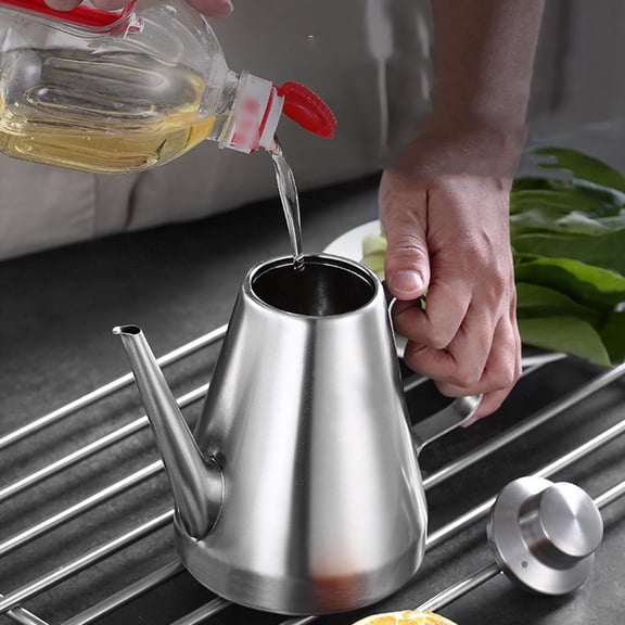 AURARMLET Stainless Steel Kitchen Oil Dispenser Bottle with Drip-Free Spout and Handle for Easy Pouring