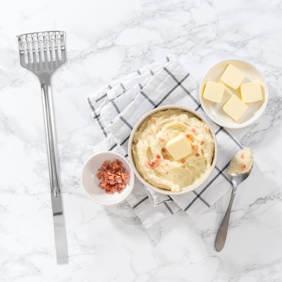 AURARMLET Stainless Steel Potato Masher and Kitchen Tool for Mashing Potatoes, Fruits, Vegetables, and Meat - Easy to Clean Gadget