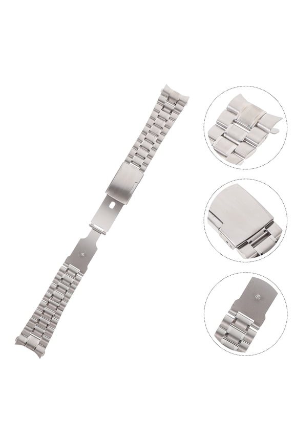 20mm Stainless Steel Watch Band with Curved End and Deployment Buckle for Comfortable and Secure Fit