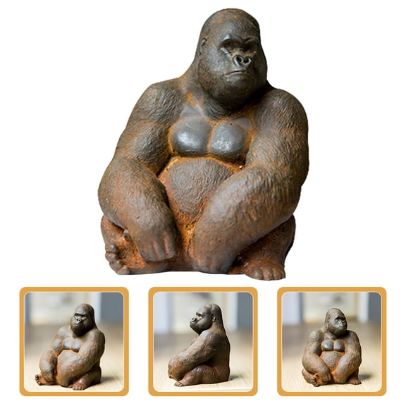 AURARMLET Animal Figurine Gorilla Statue Vintage Iron Craft Figurine Assorted Color Tabletop Accessory 1Pcs