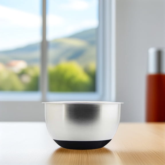 AURARMLET Stainless Steel Fruit Salad Bowl with Rounded Lip and Stable Base for Home Use in Black