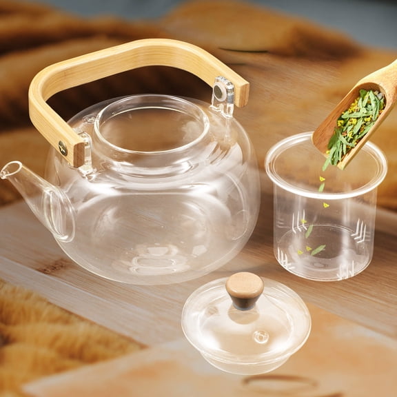 AURARMLET Glass Tea Kettle with Infuser Suitable for Brewing All Types of Loose Leaf Tea
