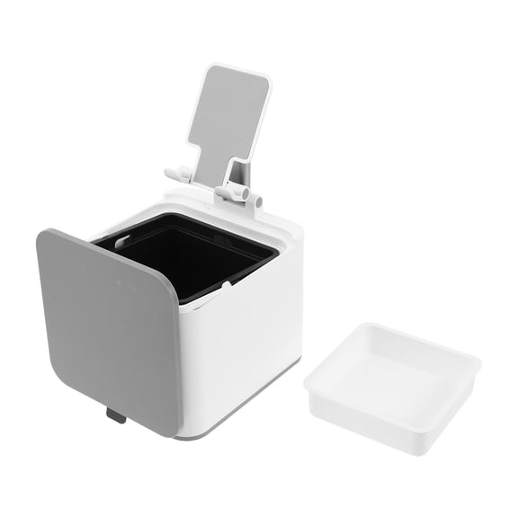 AURARMLET Tiny Trash Can with Mobile Phone Holder Retractable Foldable Design for Desk and Travel Use
