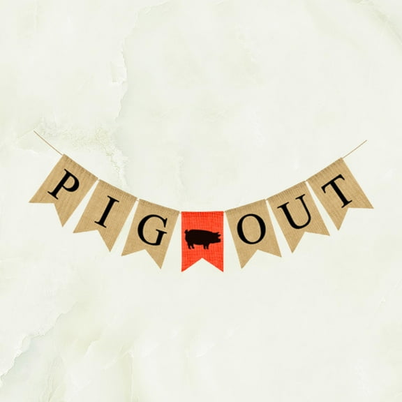 AURARMLET Farm Themed Party Banner Made of Linen Material Assorted Color Burlap Letter Pull Flag Decoration