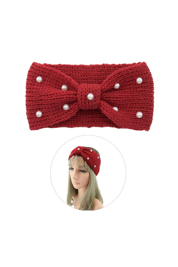 1Pc Crochet Headband Woolen Maroon Outdoor Use for Women Winter
