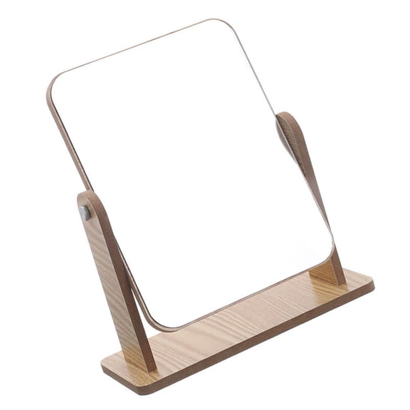 AURARMLET Stable Base Wooden Makeup Mirror Khaki Rotatable Mirror for Dressing and Makeup