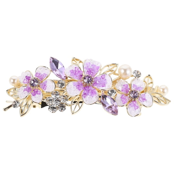 AURARMLET Rhinestone Flower Hair Clip Alloy Resin Updo Bridal Accessories