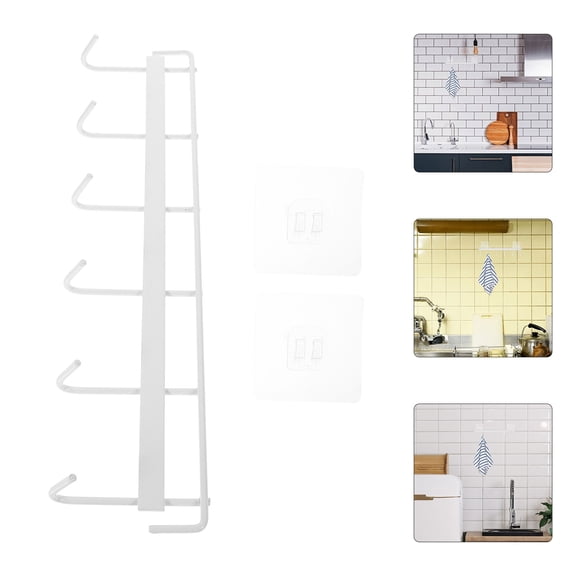 AURARMLET Versatile Wall Mounted Kitchen Rack White Utensil Hanger for Traceless Hanging