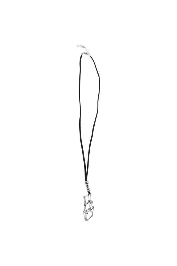 Vintage Crystal Necklace Holder with Black Artificial and Metal Cage Organizer