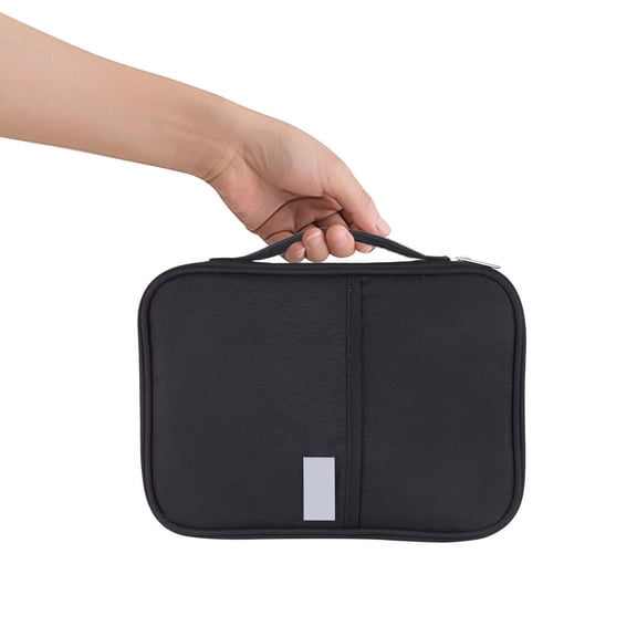 AURARMLET Black Travel Passport Holder Document Organizer Bag Portable Multi Pocket Case