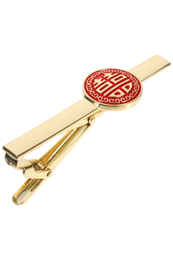 Golden Copper Tie Clips Chinese Style Necktie Adornments Groom Wedding Clothes Decor