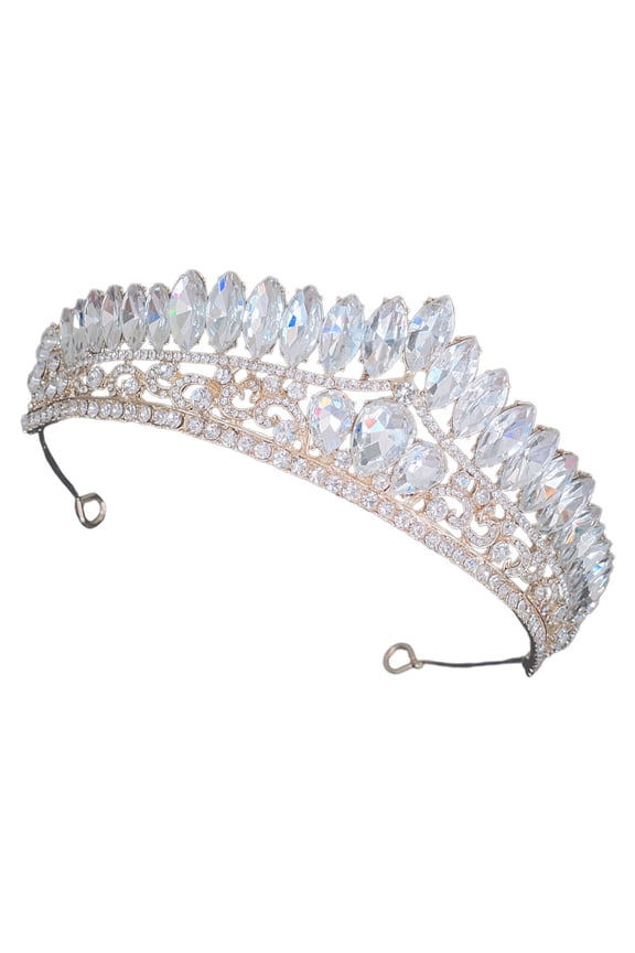 Wedding Crown for Bride Golden Bridal Headband Lightweight Metal with Unique Style