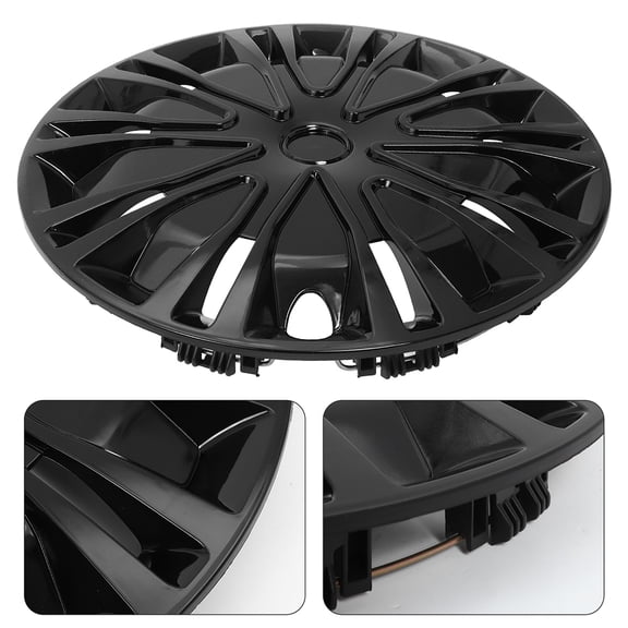 AURARMLET 13 Inch Wheel Hub Caps for Car Black Decorative Rim Covers with Strong PP Material and Easy Fit