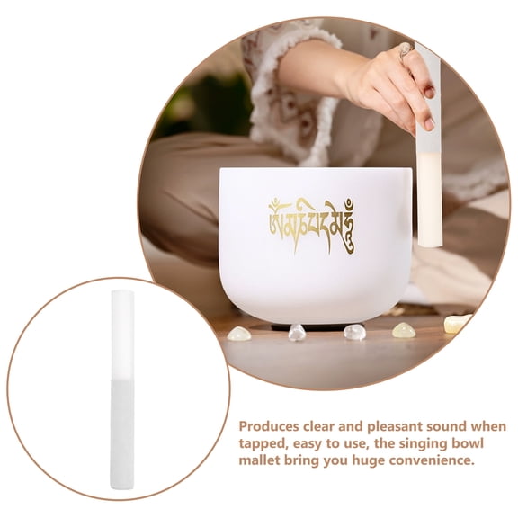 AURARMLET White Crystal Singing Bowl Mallet Acrylic Material for Yoga and Music Use