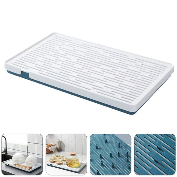 AURARMLET White Plastic Drain Tray for Kitchen Storage and Cup Washing with Removable Double Layers 1 Piece