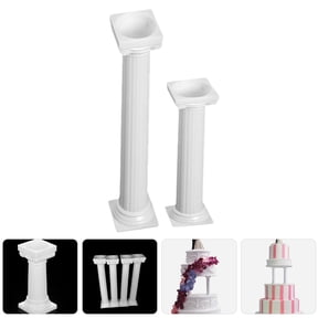 AURARMLET White Plastic Cake Dowels Roman Pillar Stands for Party Decorations, Special Events, 8 Pieces Support Rods