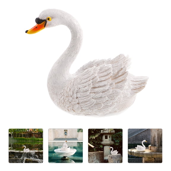 AURARMLET Compact White Swan Resin Figurine Desktop Decor for Home Office and Event