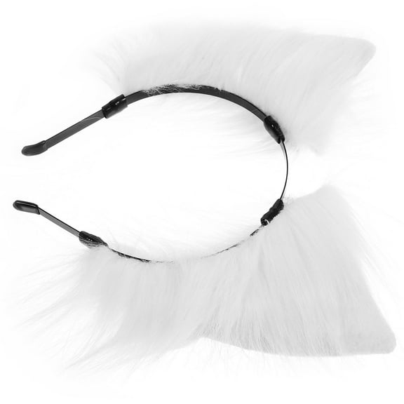 AURARMLET Stylish White Furry Cat Ears Headband Comfortable and Eye-Catching