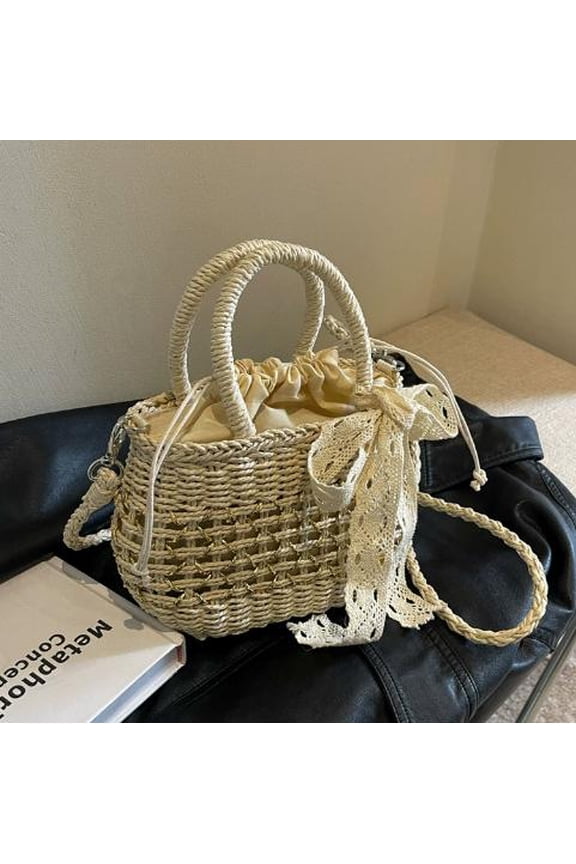 Boho Style Woven Tote Bag Large Crossbody Purse for Womens Travel and Everyday Use