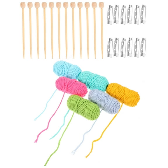 AURARMLET Wooden Knitting Needles Doll Brooch Crafting Supplies Assorted Colors Smooth 3.5 Inch