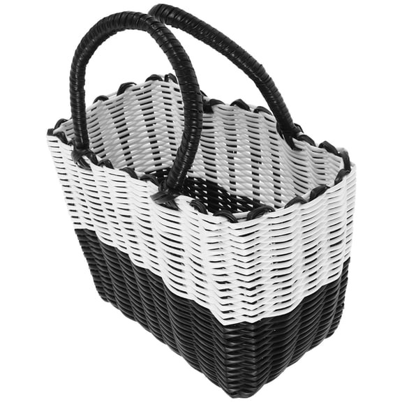 AURARMLET Woven Plastic Picnic Basket with Handles, Washable Easter Basket Set for Outdoor, Bathing, Sauna, and Storage Use