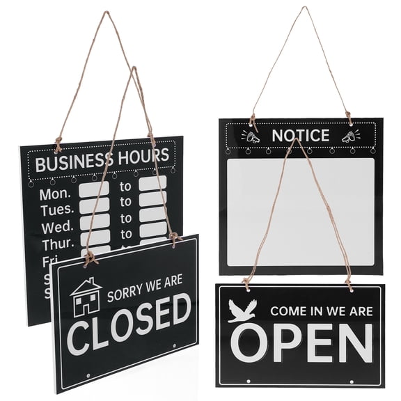 AURARMLET Writable Business Hours Sign for Restaurants Cafes and Retail Stores Black Plastic and Wood Design 11.8 x 7.9 Inches