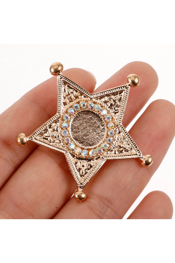 Vintage Star Brooch Pin with Yellow Rhinestones, Lapel Pin for Clothes and Hat Decoration