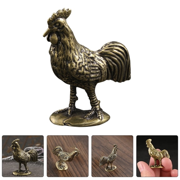 AURARMLET Farm Decor Chicken Figurine Brass Golden Finish Rustic Home Decoration Set
