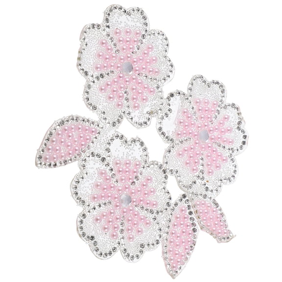 AURARMLET Pink Flower Rhinestone Iron on Patch for Customizing Clothing Shoes and Hat Accessories