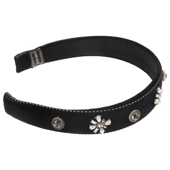 AURARMLET Elegant Black Rhinestone Headband with Wide Design Stable Fit Headband