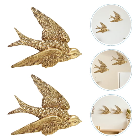 AURARMLET 2Pcs Home Wall Decor Decorative Accessories Golden Resin Artistic Style Indoor Use