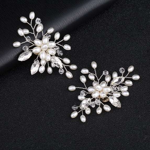 AURARMLET White Rhinestone Crystal Shoe Clips for Shoes, Hats, Clutches - Elegant and Stylish Accessory