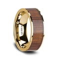 thumbnail image 1 of AURELIAN 14K Flat Pipe Cut Yellow Gold Ring Wedding Band with Rare Koa Wood Inlay and Polished Edges - 8mm, 1 of 1