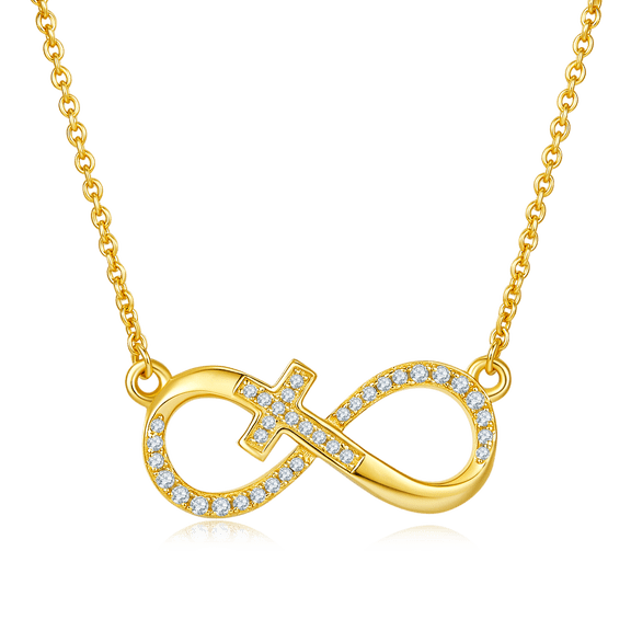 AURELLE Infinity Cross Necklace for Women 925 Sterling Silver Danity Cross Pendant Necklace Christian Jewelry Gift 18''+2'' Chain