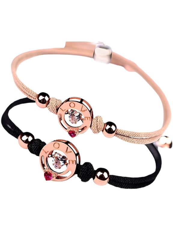 1 Pair Matching Couples Bracelets with Vibration Feedback Relationship Touch Bracelets for Boyfriend and Girlfriend Comfortable Braided Wristbands for Women and Men