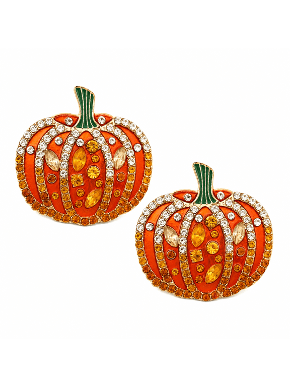 1 Pair Pumpkin Earring for Orange Color Stud Earrings Metal Plating Process
