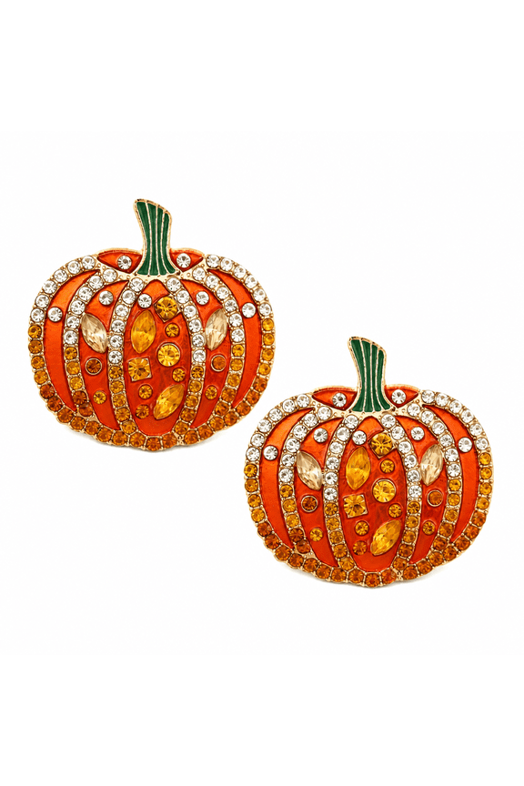 1 Pair Pumpkin Earring for Orange Color Stud Earrings Metal Plating Process
