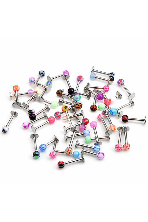 10/30/50Pcs/Pack 16G Ball Lip Rings Labret Bars Stainless Steel Stud Body Piercing