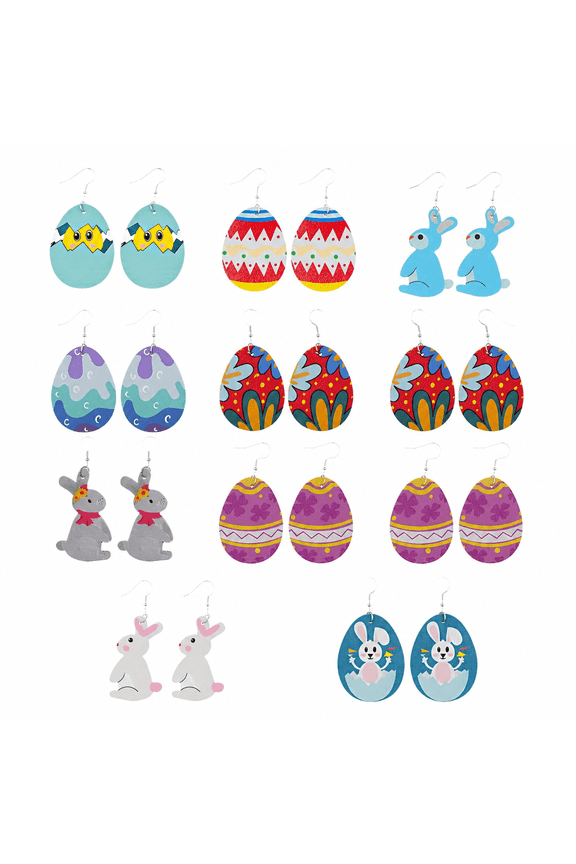 10 Pairs Easter Theme Design Earrings Chic Ear Pendants for Woman (Mixed Style)