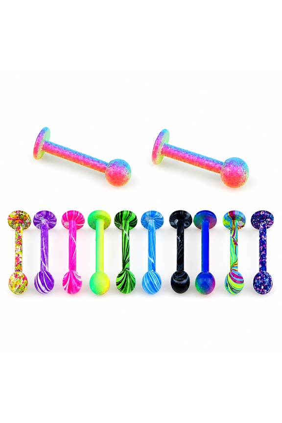 10PCS 16G Stainless Steel Tragus Ball Lip Labret Rings Bar Piercing Jewelry
