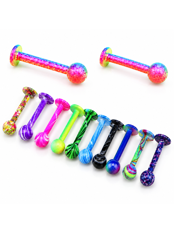 10PCS 16G Stainless Steel Tragus Ball Lip Labret Rings Bar Piercing Jewelry