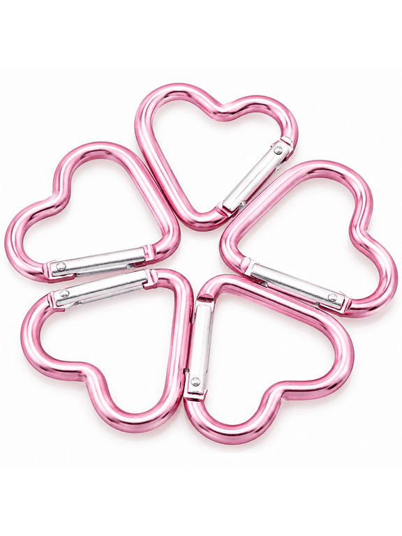 10Pcs Heart-Shaped Aluminum Hook Clip Key Holder, Keychain Clip (Light Pink) Carabiner Clip