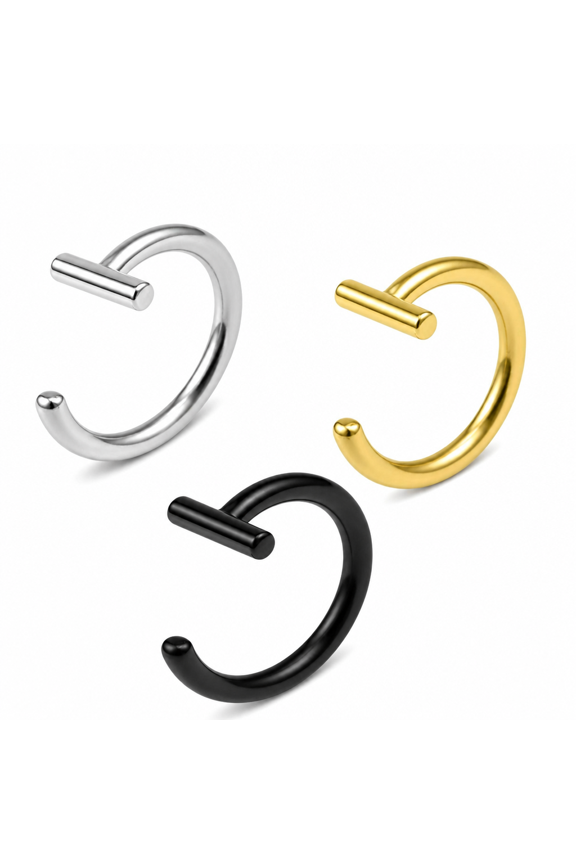 10mm Titanium Steel Lip Rings Cuff Clip on Fake Labret Ear Nose Piercing