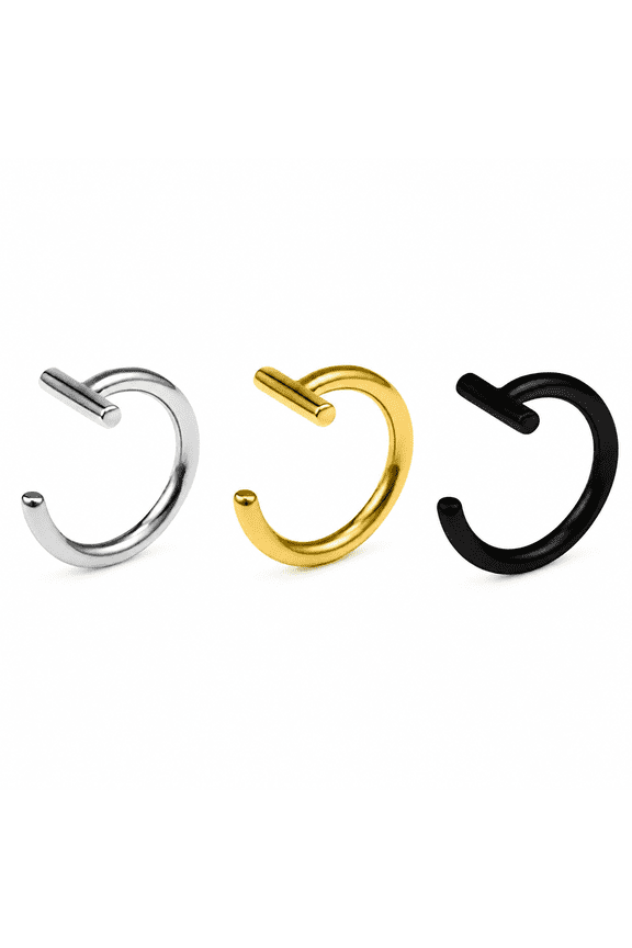 10mm Titanium Steel Lip Rings Cuff Clip on Fake Labret Ear Nose Piercing