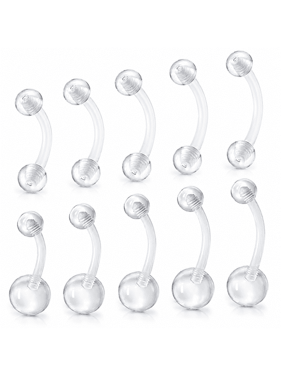 14G Clear Belly Button Rings Bioflex Plastic Belly Ring Curved Barbell Navel Piercings Retainers for Work Surgery 10Mm 14Mm 16Mm 18Mm