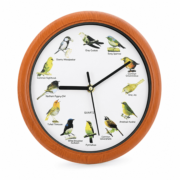 AURENIX 2026 New 10Inch Quartz Singing Bird Wall Clock with Names Songs for Home Decoration,For Living Room,Bedroom,Rustic Decor,Bird Lovers,Nature-Inspired Interiors.