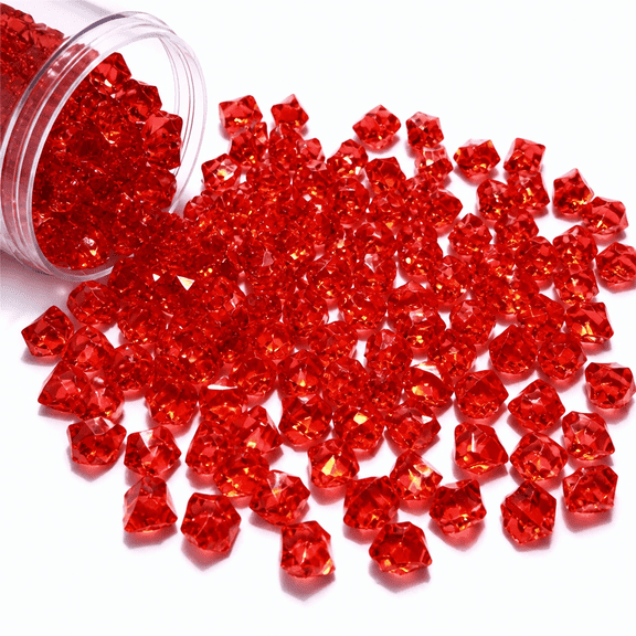 AURENIX 2026 New 200Pcs Plastic Gem Stone Ice Rocks Table Scatter Vase Fish Tank Decoration Red for Table Decor, Party Decorations, Vase Fillers, Fish Tank, Home, Event.