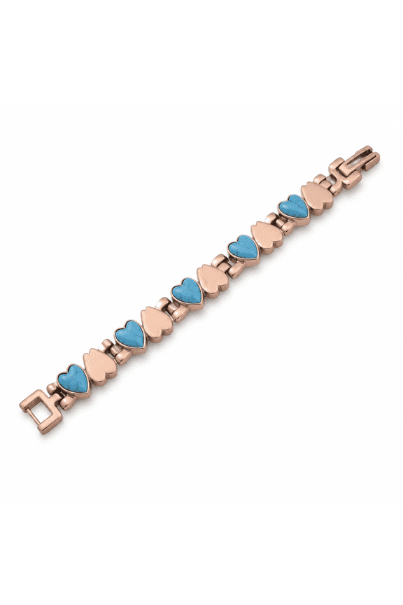 2026 New Copper Magnetic Link Turquoise Heart Stone Bracelet Arthritis Pain Therapy Bracelet for Arthritis Relief,Wellness,Stress Reduction,Daily Wear,Gift for Health-Conscious Individuals.